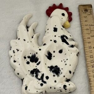 Unbranded Ceramic Rooster Wall Hanging Spoon Rest White Vintage Hand Painted Exc